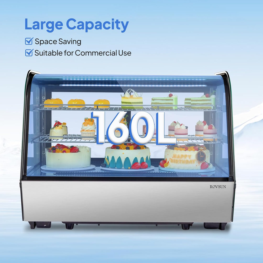 New NSF Certified Commercial Refrigerator Countertop Display with LED Lighting - Automatic Air Cooling