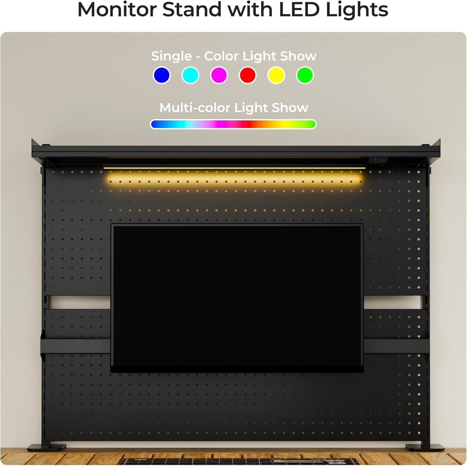 Luxe Pegboard with Dual Monitor Stand – Steel Desk Organizer & Privacy Panel for Gaming/Office Setup