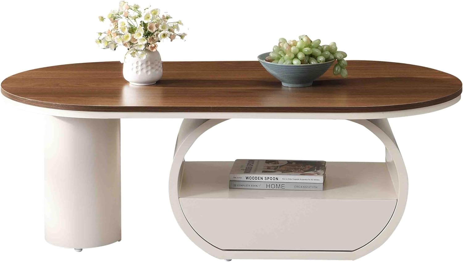 New Antique Luxury Oval Coffee Table with Storage 