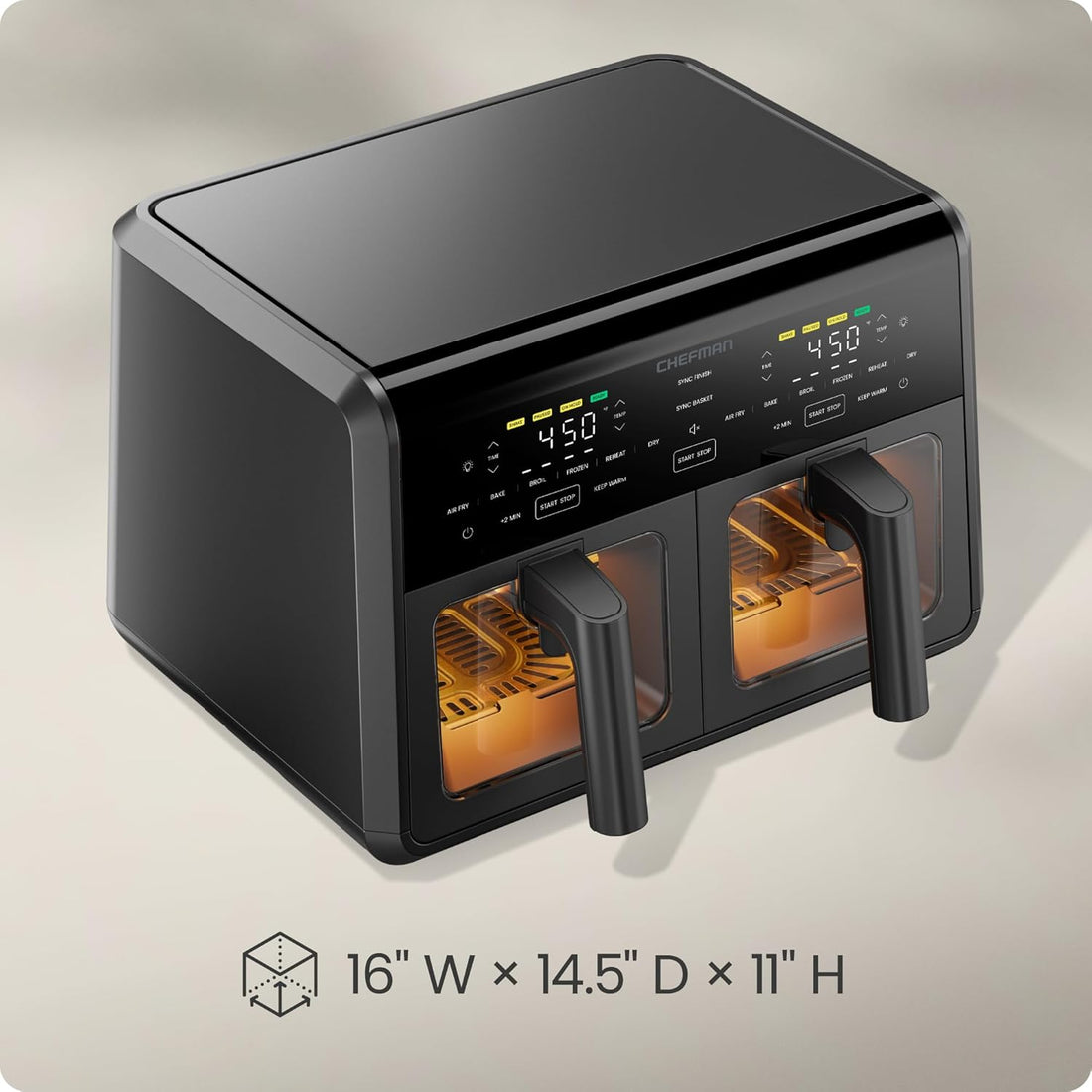 Modern Home Dual Air Fryer Oven with DC Motor – 9 Qt. Double Basket Air Fryer