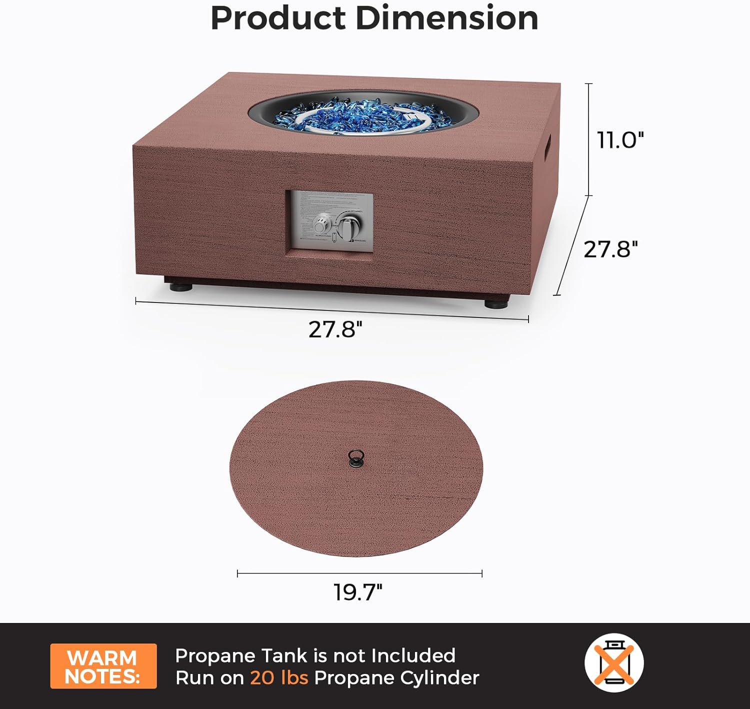 New Smart 28-Inch Fire Pit Table – Propane Gas Fire Pit (40,000 BTU)