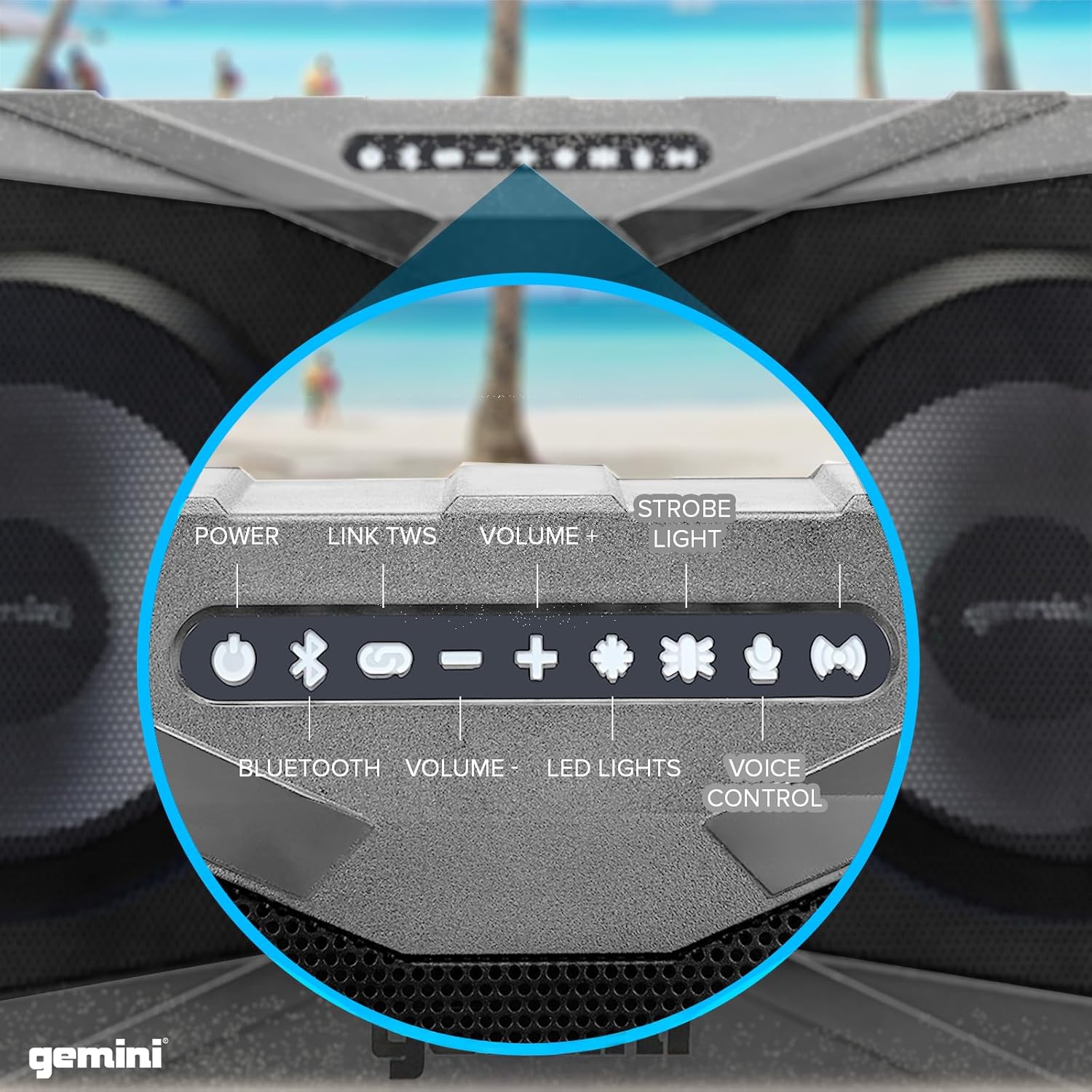 Soundsplash 400W Floating Waterproof Wireless Bluetooth Speaker, LED Light Show, Dual 8” Woofers & NFC Pairing - Perfect for Pool Parties, Beach, Travel & Home Fun (Gray/Blue)