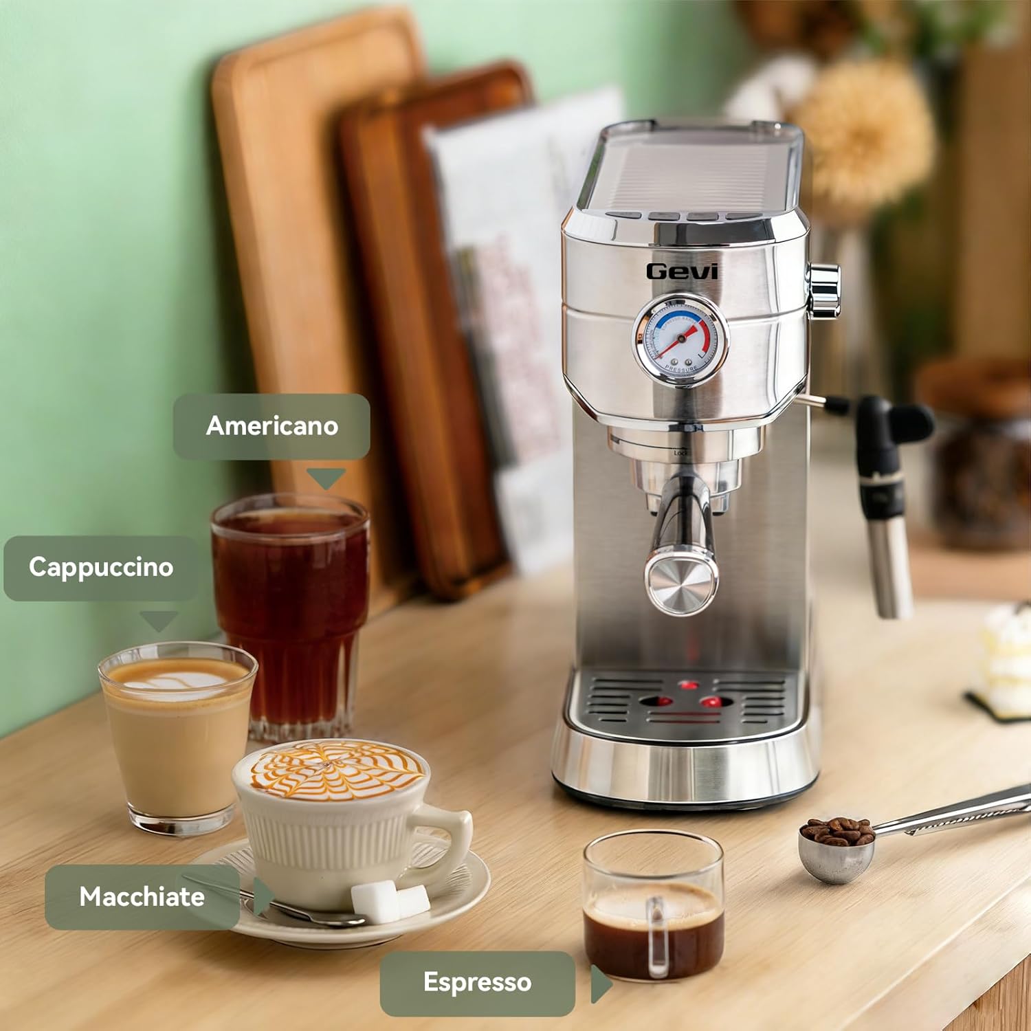 New Stainless Espresso Coffee Machine 20 Bar - Auto Milk Frother & Steam Wand, NTC Temp Control