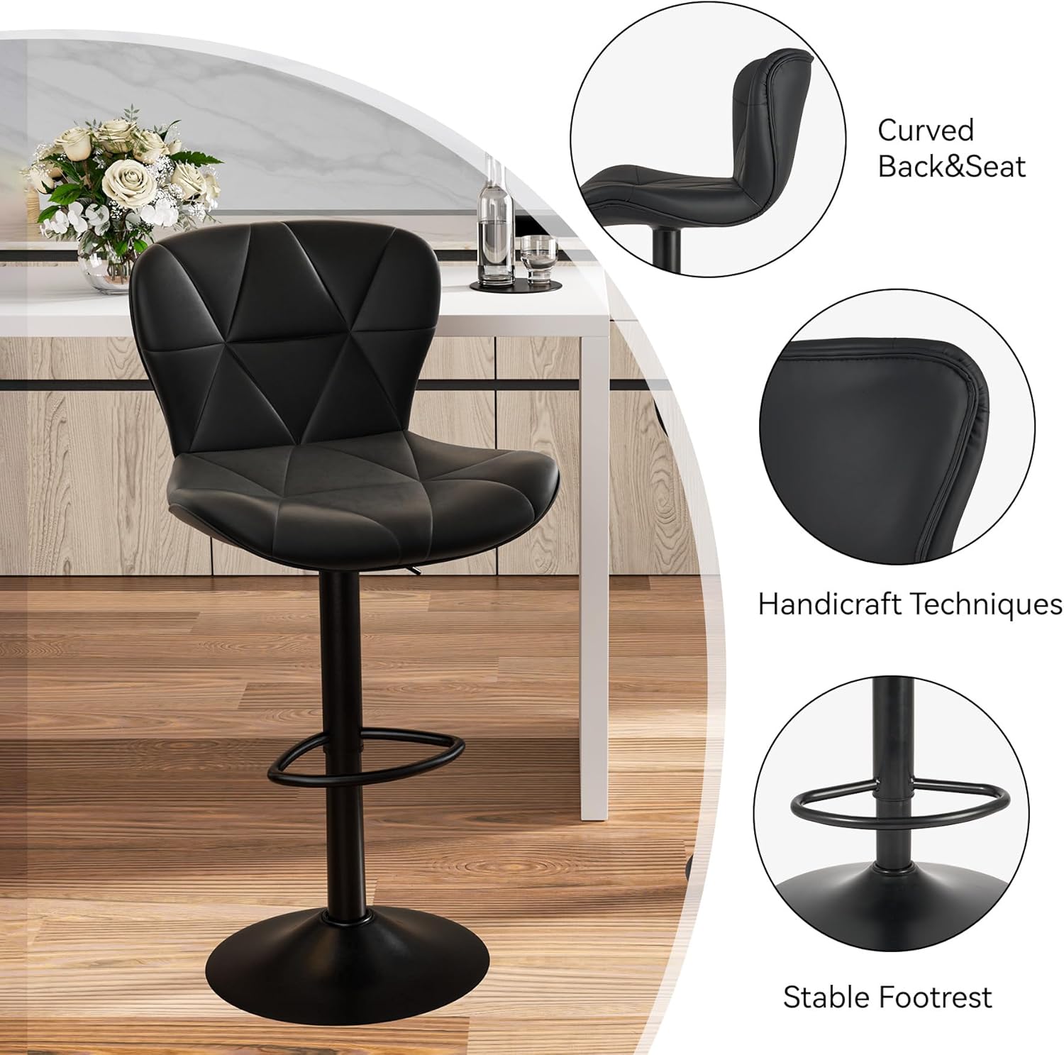 Modern Bar Stools Set of 2, Adjustable for Kitchen , Bar Home interior