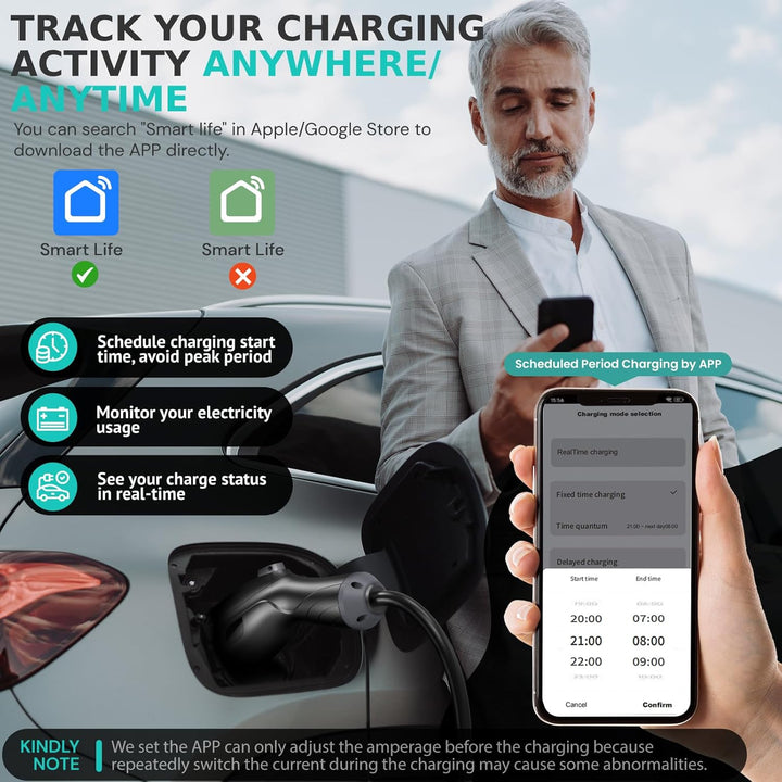 Premium(EV) Charger(Wifi App/Plug) Portable Electric Charging