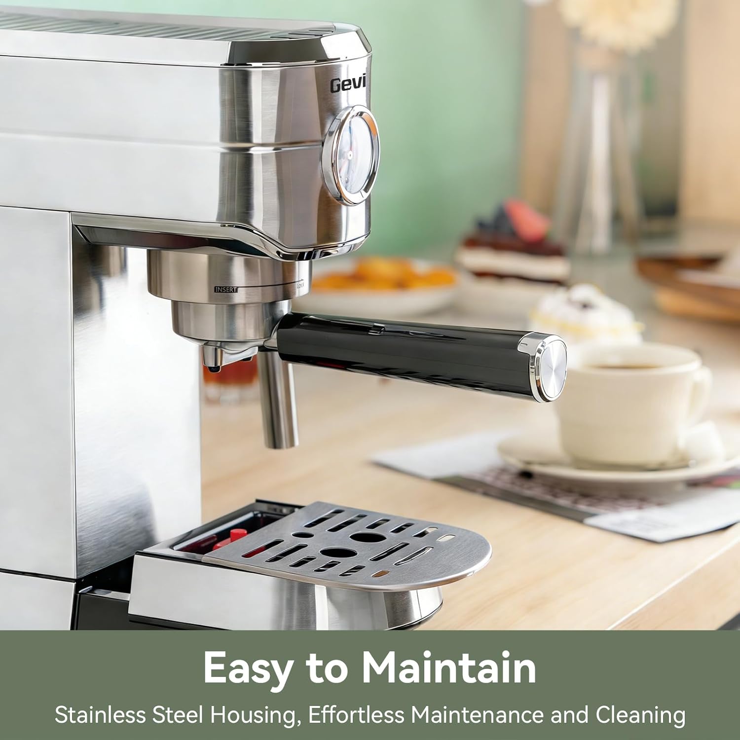 New Stainless Espresso Coffee Machine 20 Bar - Auto Milk Frother & Steam Wand, NTC Temp Control