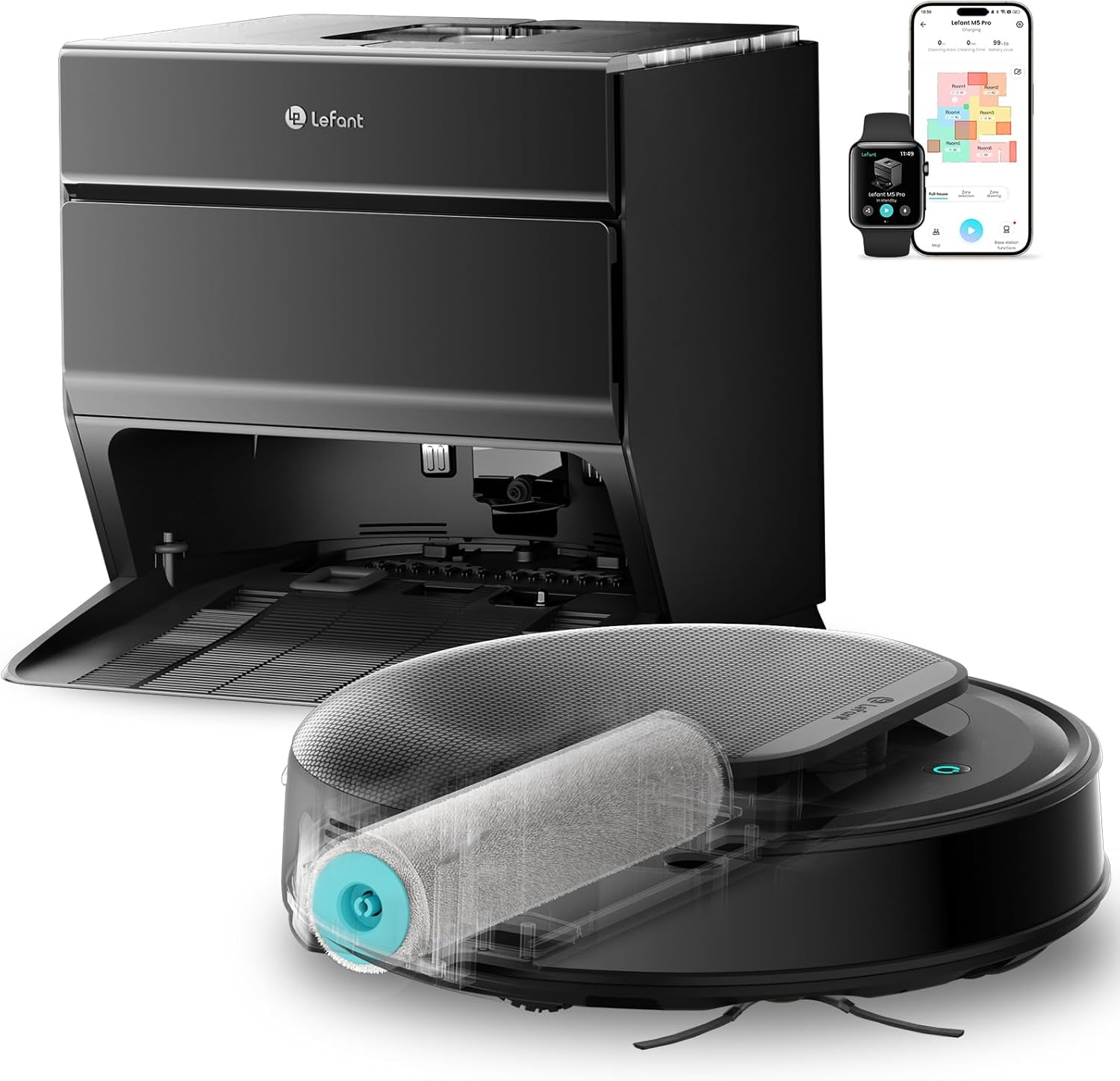 Modern Home Robot Vacuum and Mop Cleaner with Hot Water Self-Cleaning