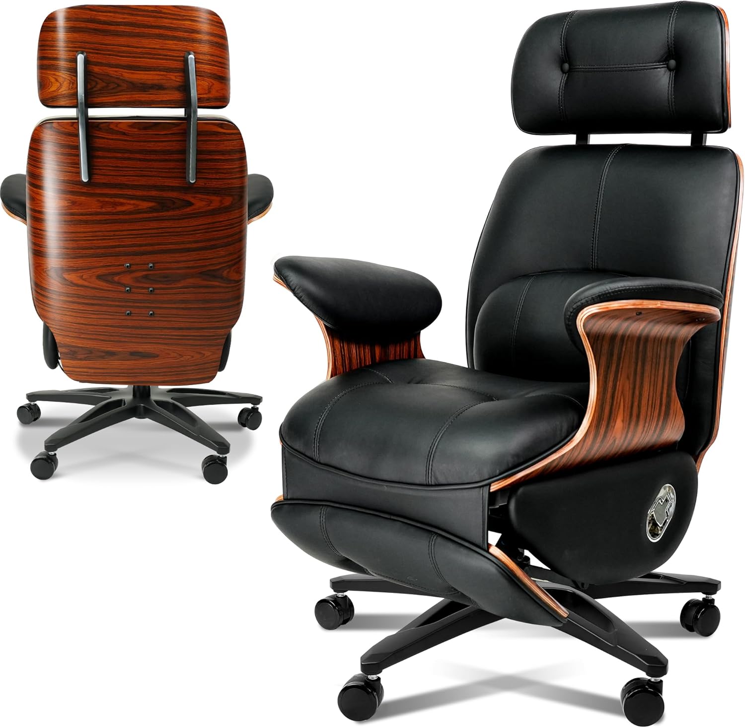 Premium Multi-Function Genuine Leather Executive Office Chair with Electric Reclining, Massage