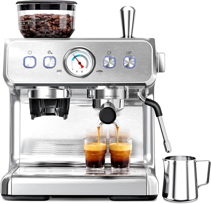 New Espresso Machine with Grinder – 20 Bar Espresso Maker with Milk Frothier