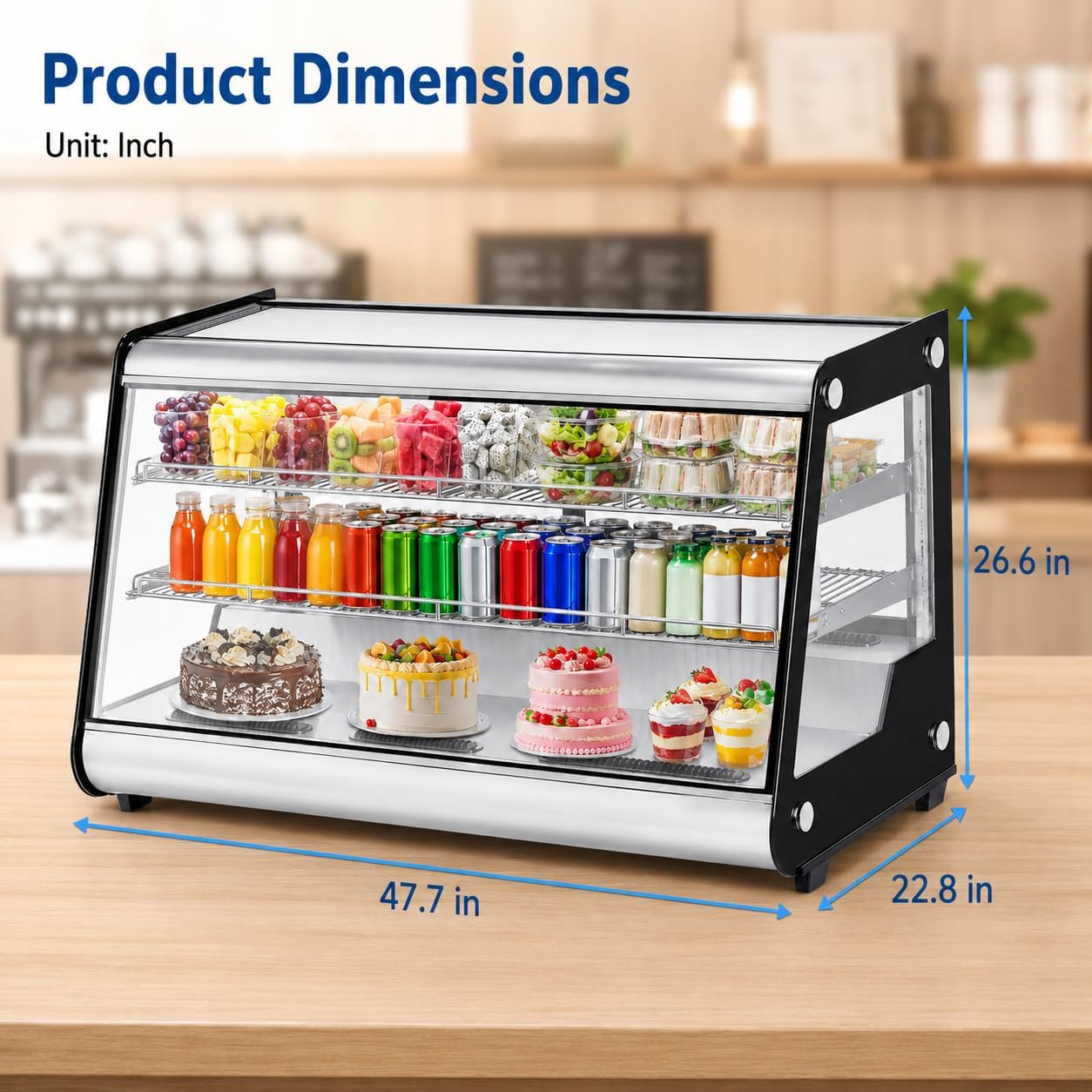 New Commercial Glass Door Refrigerator – Countertop Display Fridge with LED Lighting & Auto-Closing Door