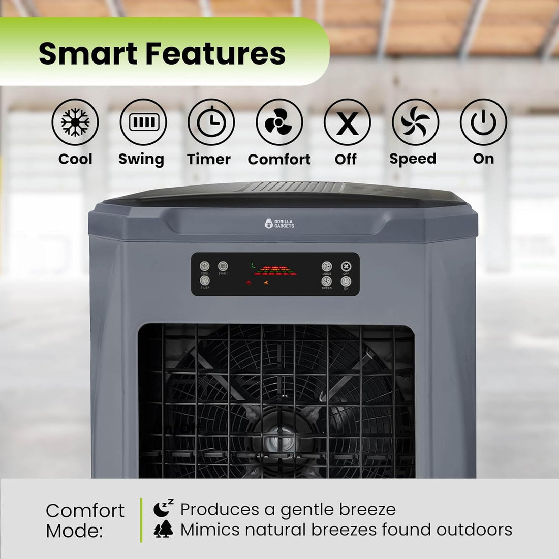 New Commercial Industrial Swamp Cooler with Remote, Swing Function & 12-Gallon Water Tank