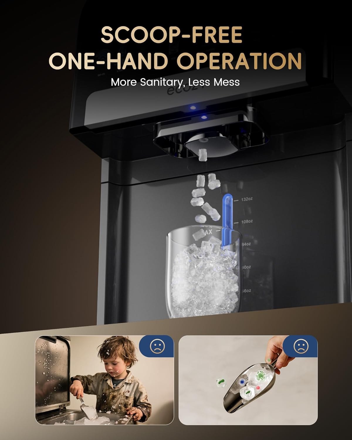 Premium Smart Nugget Ice Maker Dispenser – 2-in-1 Pebble Ice Machine & Water Dispenser
