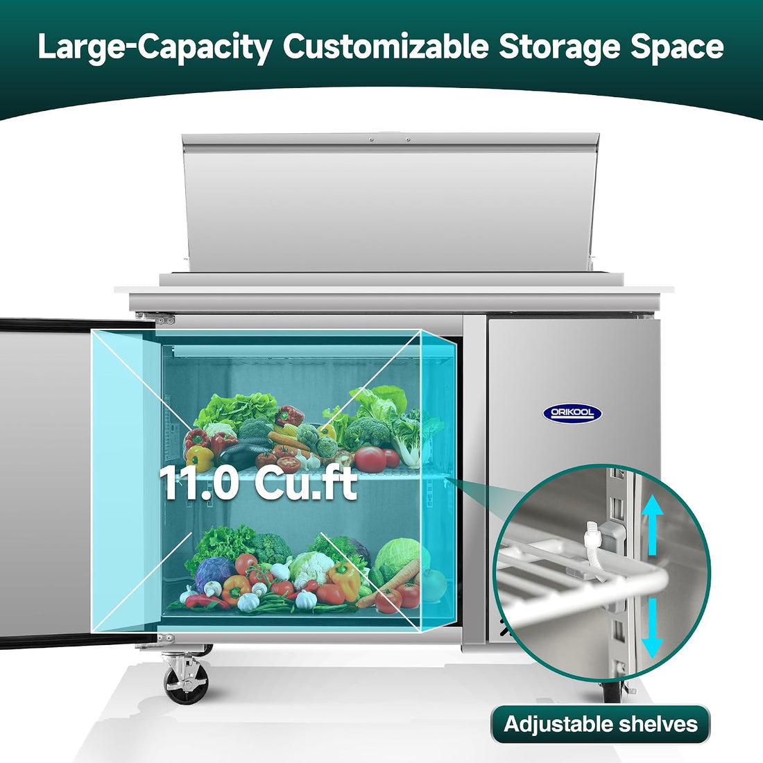 New Commercial Sandwich Pizza Prep Table Refrigerator – Steel Fridge - Digital Temperature Control