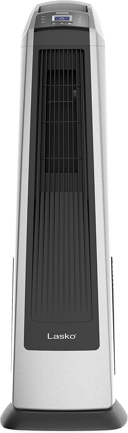 High Velocity Oscillating Tower Fan for Bedroom, Garage, Basement, and Gym with Remote Control, Timer, 3 Powerful Speeds, 35" Silver/Black, U35115