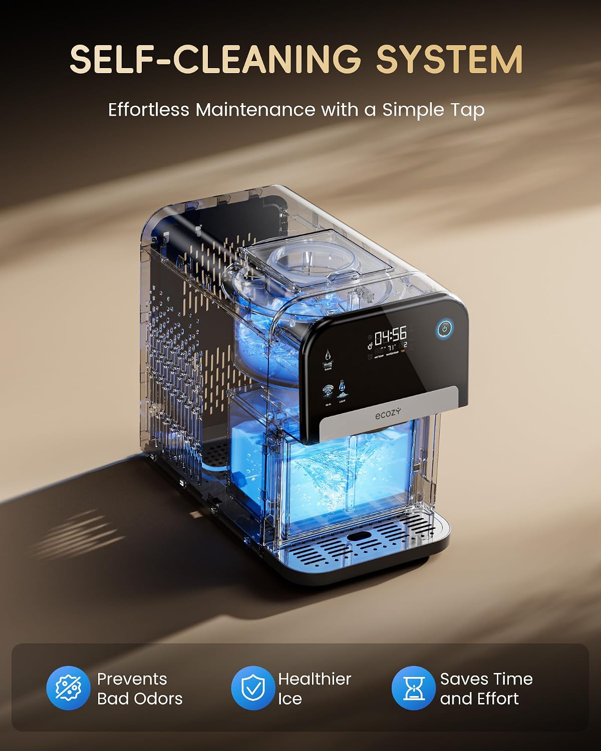 Premium Smart Nugget Ice Maker Dispenser – 2-in-1 Pebble Ice Machine & Water Dispenser