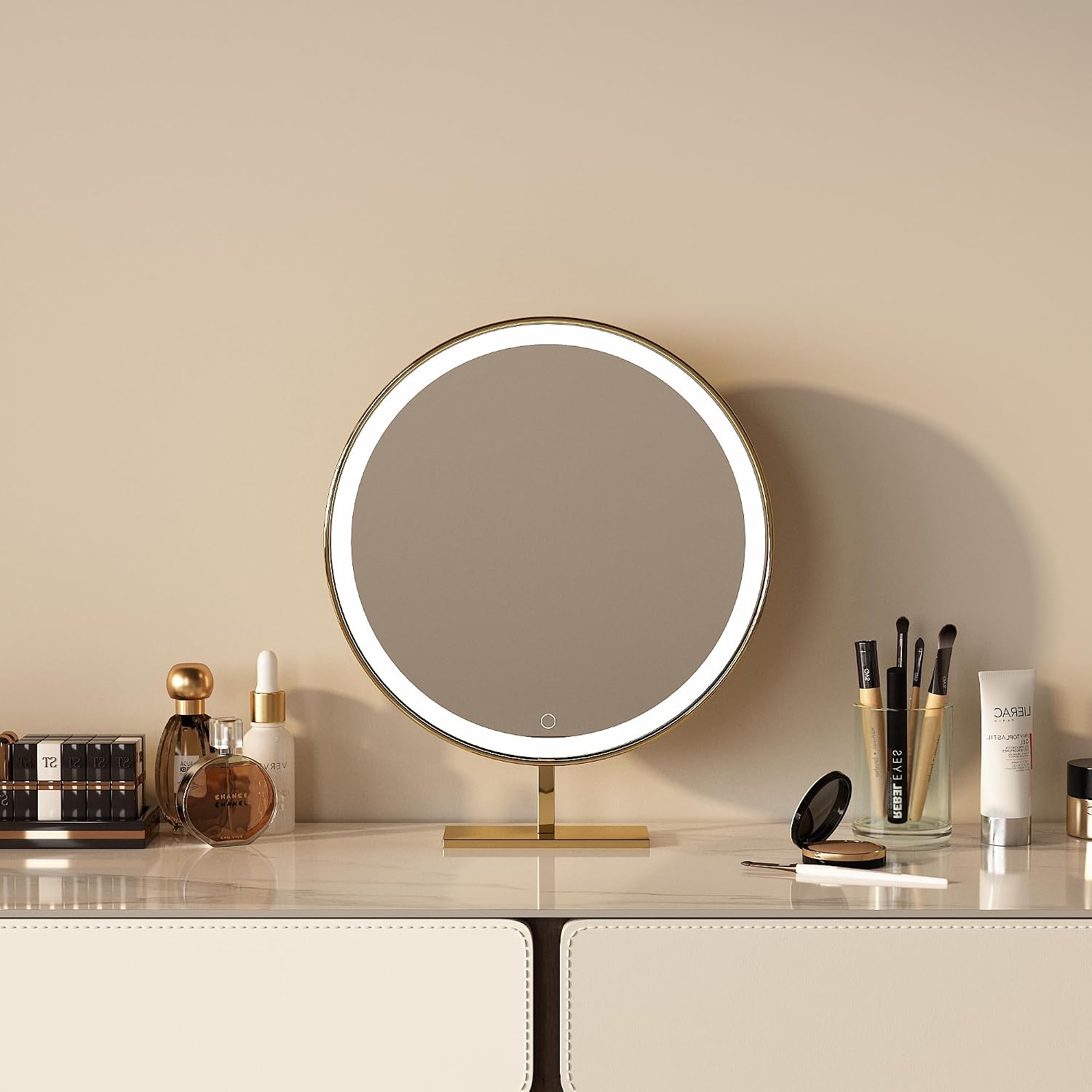 Vintage Makeup Vanity Desk Set LED Mirror – Luxury Dressing Table with Storage