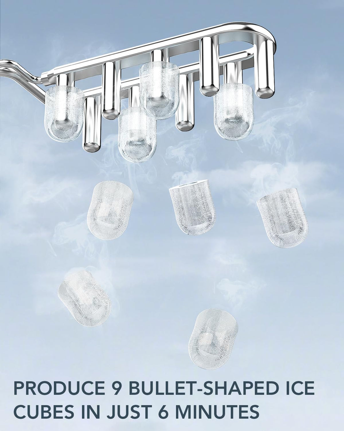 Ice Maker Countertop, Efficient Easy Carry Ice Machine, Self-Cleaning Ice Maker with Ice Scoop & Basket, 9Pcs/ 8Mins 26.6Lbs per Day for Home/Office/Kitchen,Black