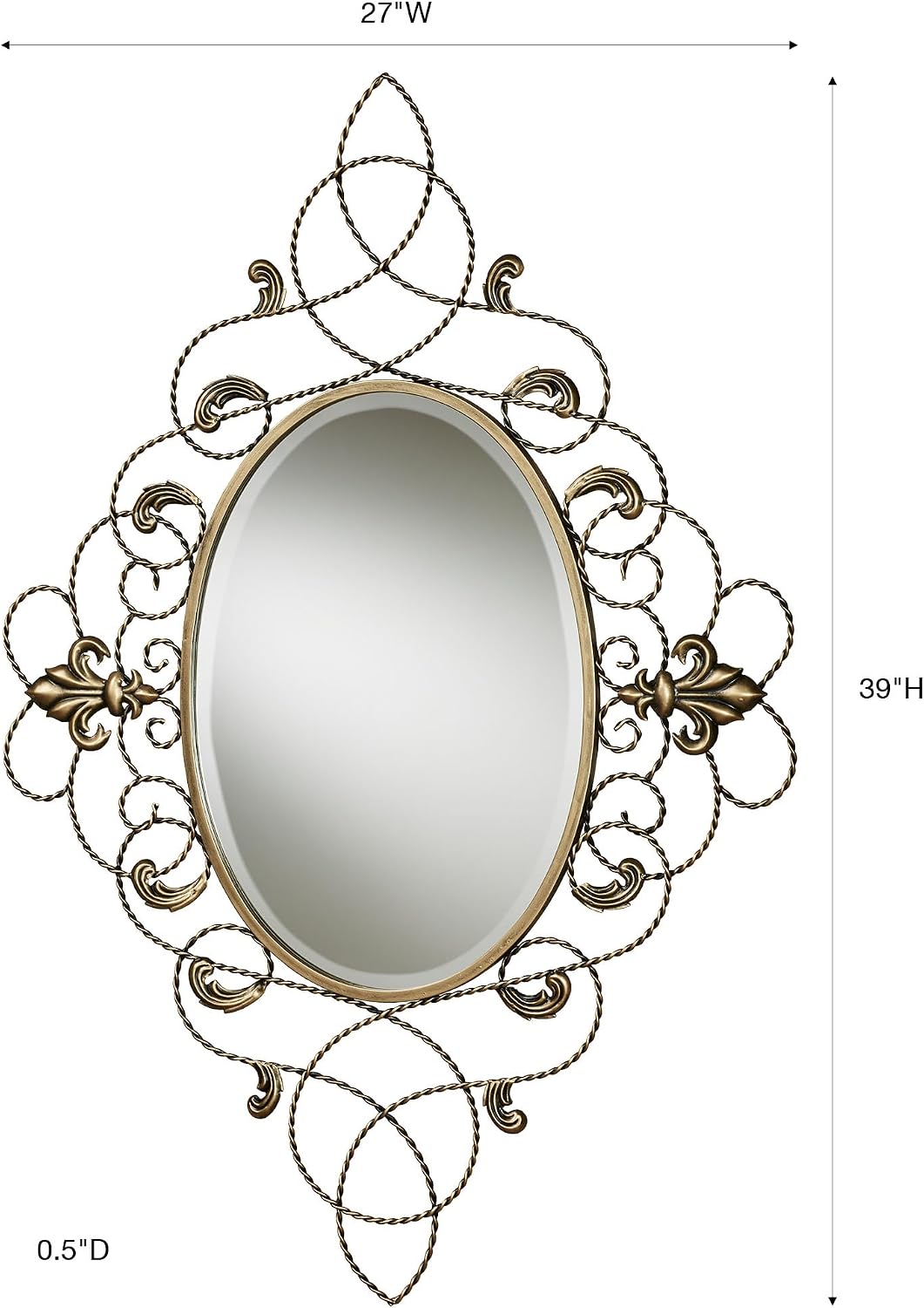 Metallic Gold Acanthus Leaf Scrollwork Wall Mirror – Traditional Ornate Frame