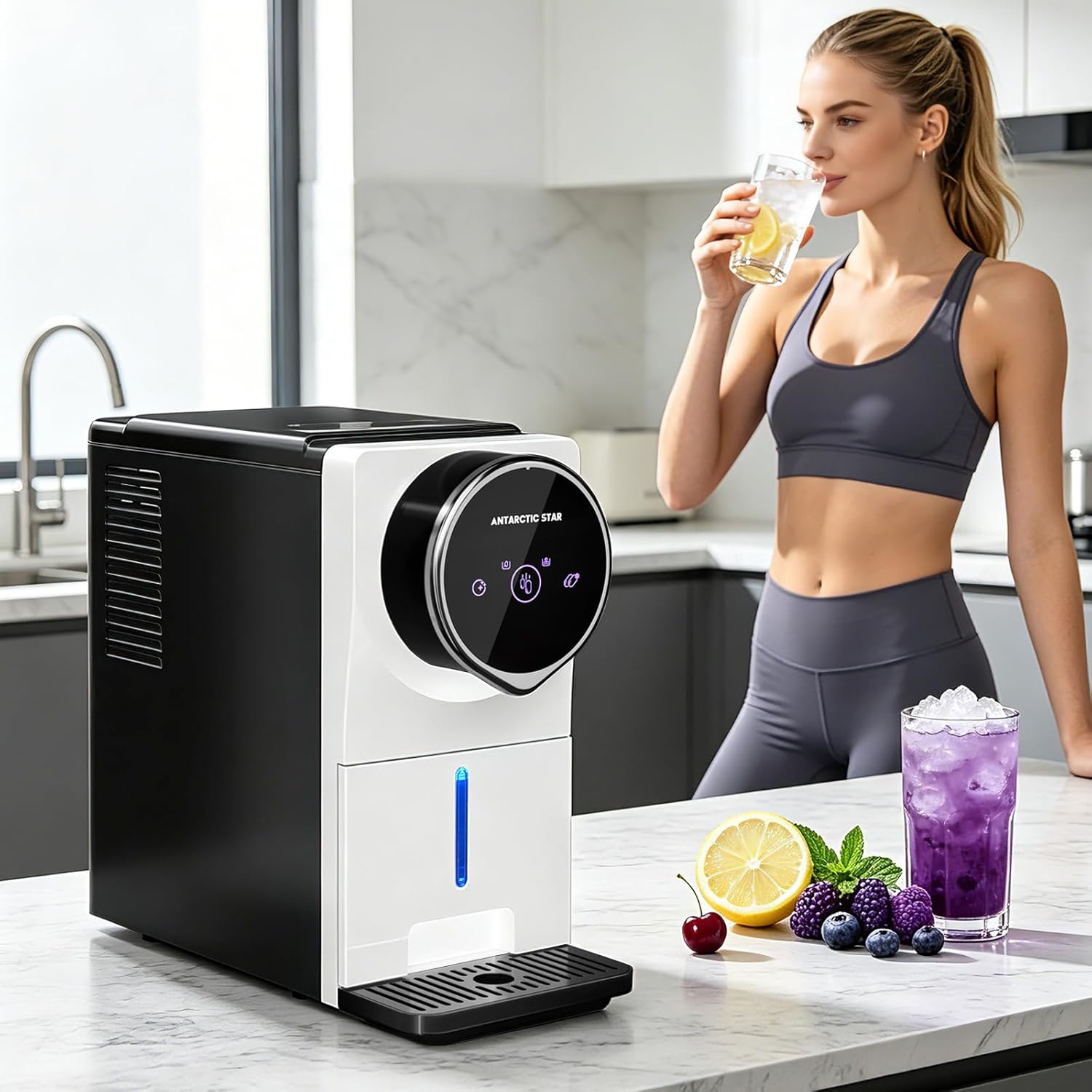 Modern Nugget Ice Maker Countertop – Portable Self-Cleaning Ice Machine