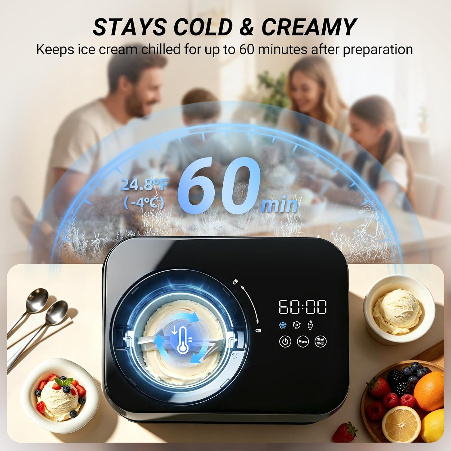 New Smart Trio Ice Cream Maker with Built-In Compressor – No Pre-Freezing