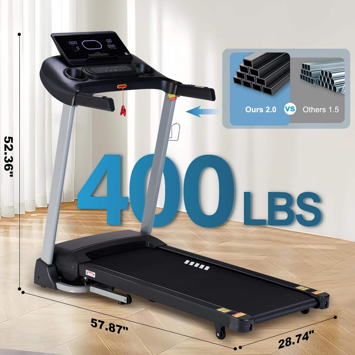 New Premium Treadmill Heavy Duty Wide Belt, App Bluetooth Enable