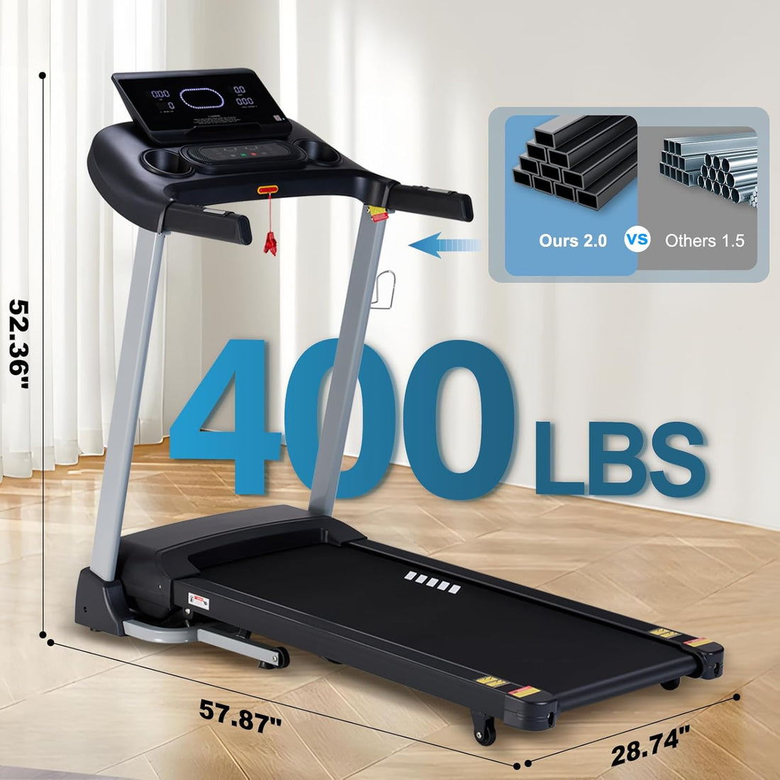 New Premium Treadmill Heavy Duty Wide Belt, App Bluetooth Enable