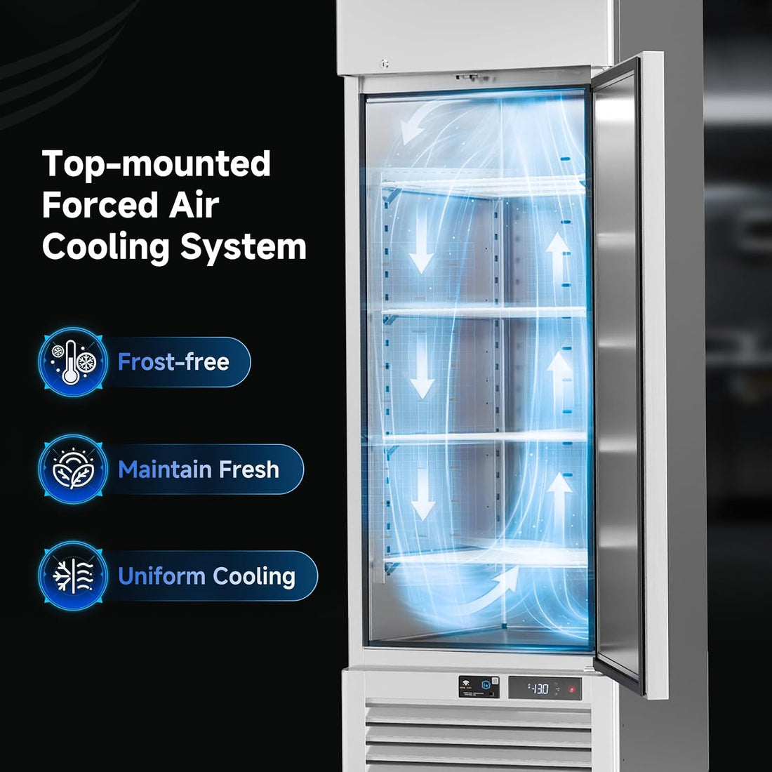 Modern Commercial Refrigerator Freezer Combo 54 Cu.Ft Upright Fridge and Freezer Cooling