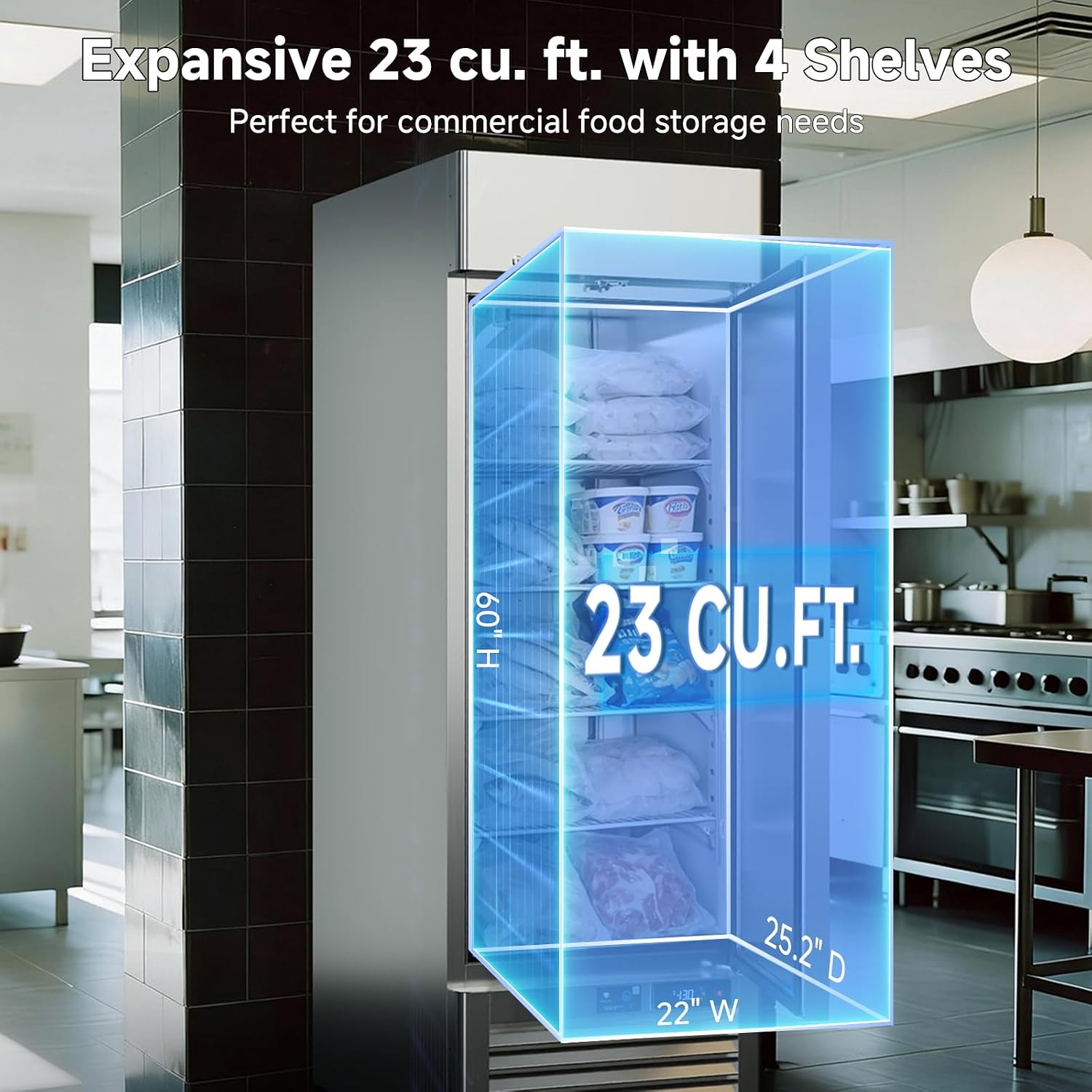 Modern Commercial Refrigerator Freezer Combo 54 Cu.Ft Upright Fridge and Freezer Cooling