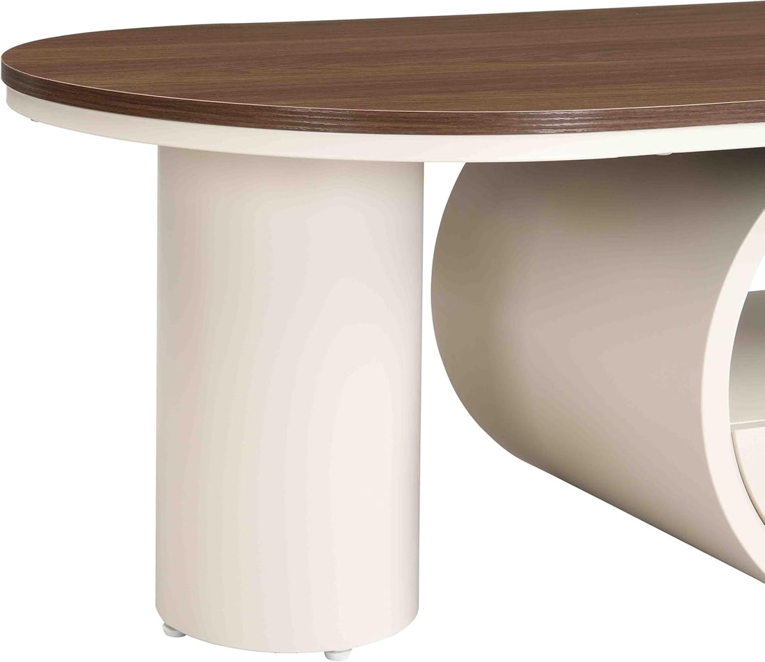 New Antique Luxury Oval Coffee Table with Storage 