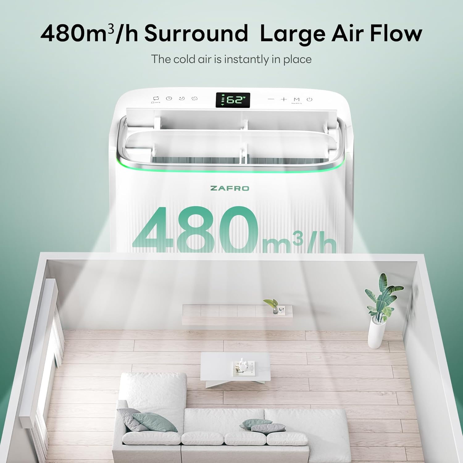Smart Inverter Portable Air Conditioners, 14000 BTU (10000 BTU SACC) Dual Hose Portable AC Unit with Energy Saving/Ultra Quiet(42Db)/Drainage-Free Cooling/App/Remote for Multi-Scenario Use