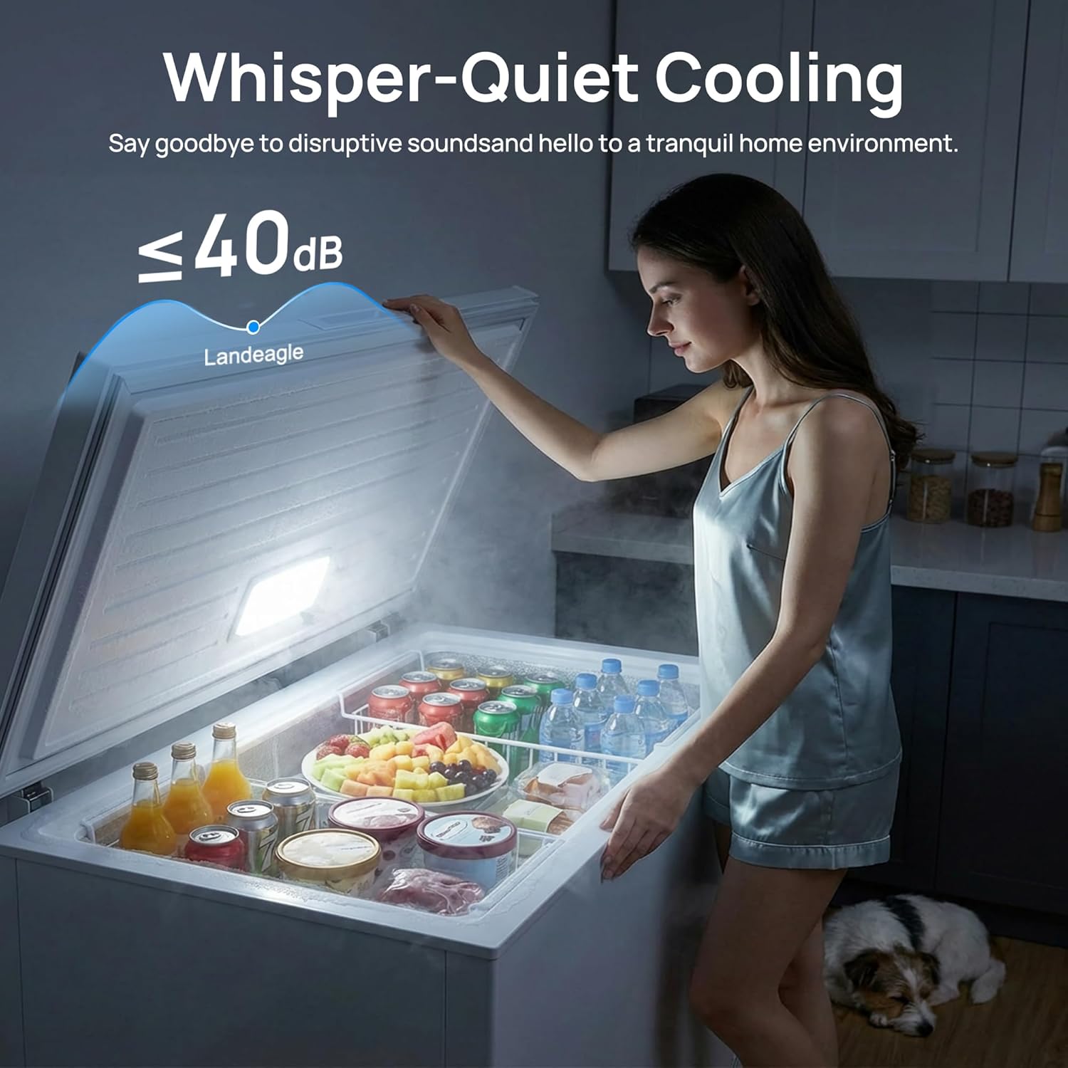 New Chest Freezer Small Compact Deep Freezer with Adjustable 7 Thermostat - LED lights