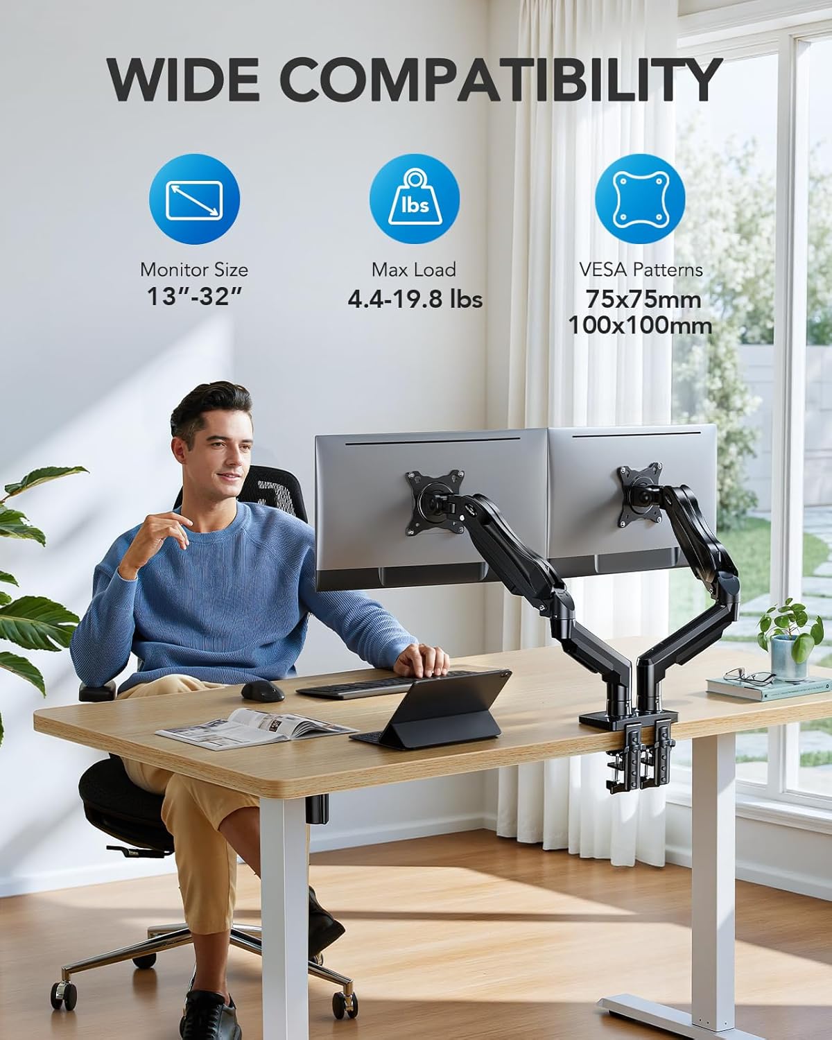 New Dual Monitor Stand – Fully Adjustable Gaming Monitor Desk Mount for PC Screens