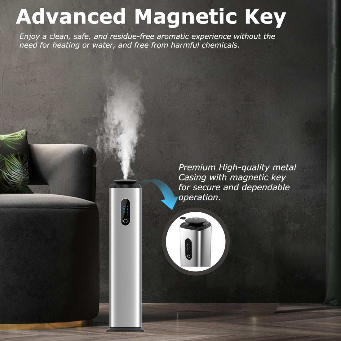1000ML- Tower Hotel Scent Diffuser with Wifi App Control for Whole House - Commercial Diffuser Machine Cover 10000 Sq Ft - Scent Air Machine & Waterless Essential Oil Diffuser for Large Room - Silver