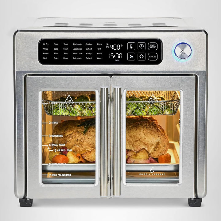 New Digital French Door Air Fryer Toaster Oven Combo, 24-in-1 Multi-Function Oven