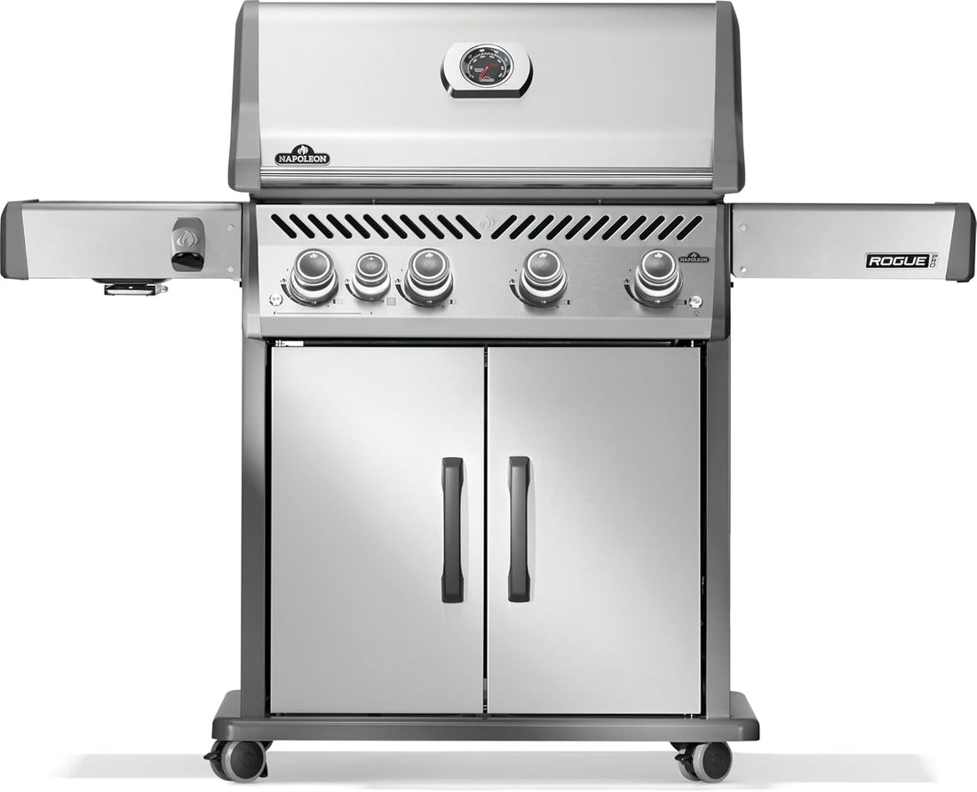Rogue PRO 525 Natural Gas Grill with Infrared Side Burner, Black, Durable 5-Burner Cooking Surface