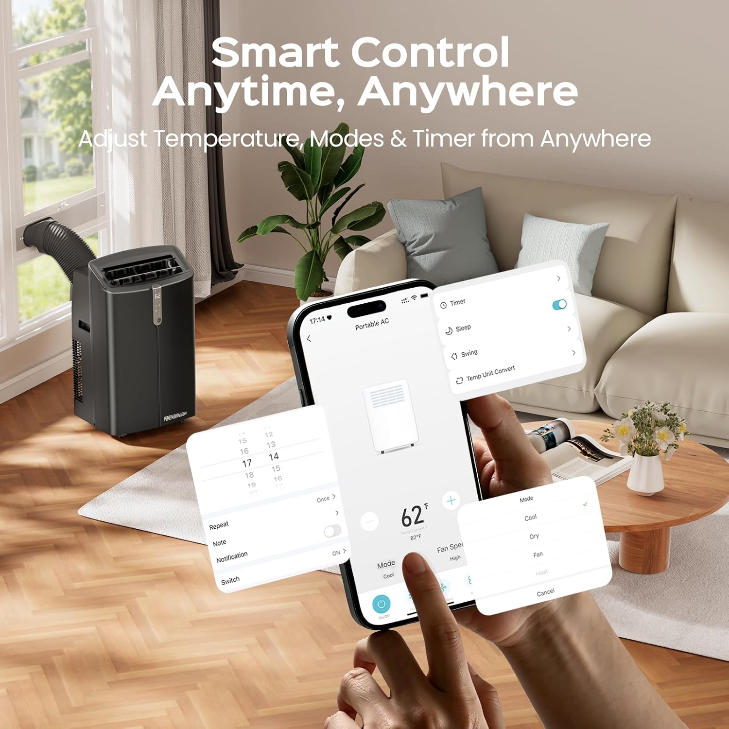 New Smart Portable Air Conditioner with App & Remote Control for Rooms up to 850 Sq. Ft.