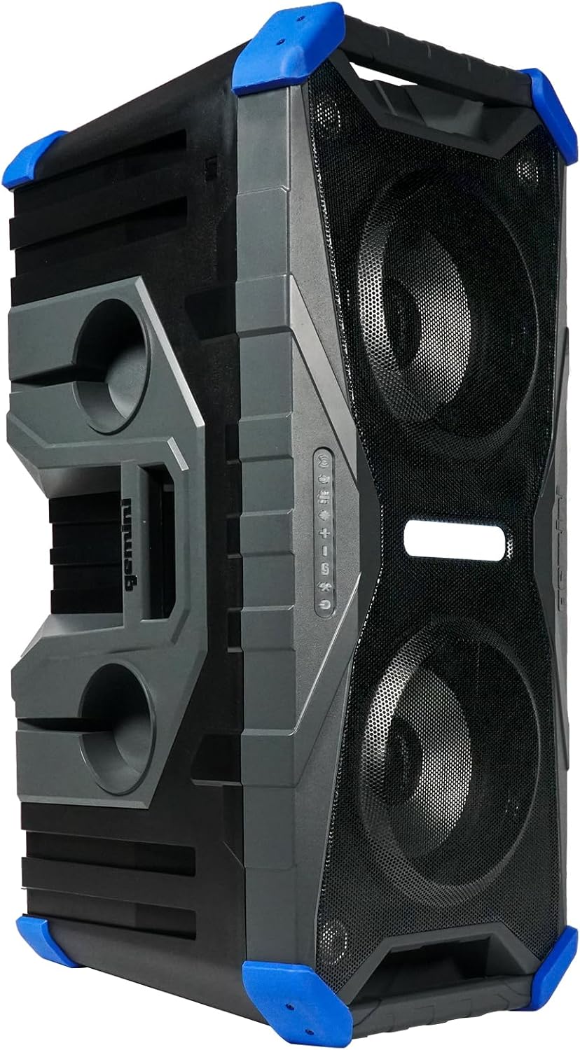 Soundsplash 400W Floating Waterproof Wireless Bluetooth Speaker, LED Light Show, Dual 8” Woofers & NFC Pairing - Perfect for Pool Parties, Beach, Travel & Home Fun (Gray/Blue)