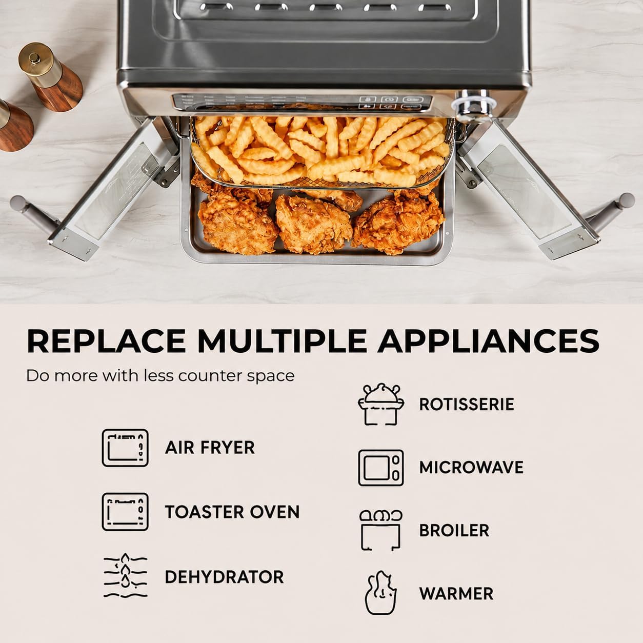New Digital French Door Air Fryer Toaster Oven Combo, 24-in-1 Multi-Function Oven