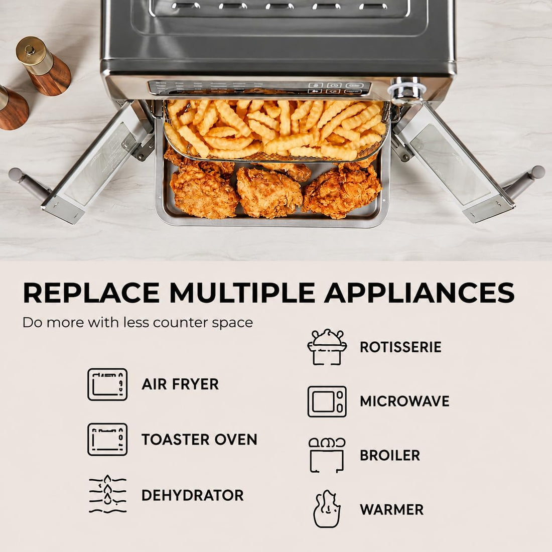 New Digital French Door Air Fryer Toaster Oven Combo, 24-in-1 Multi-Function Oven