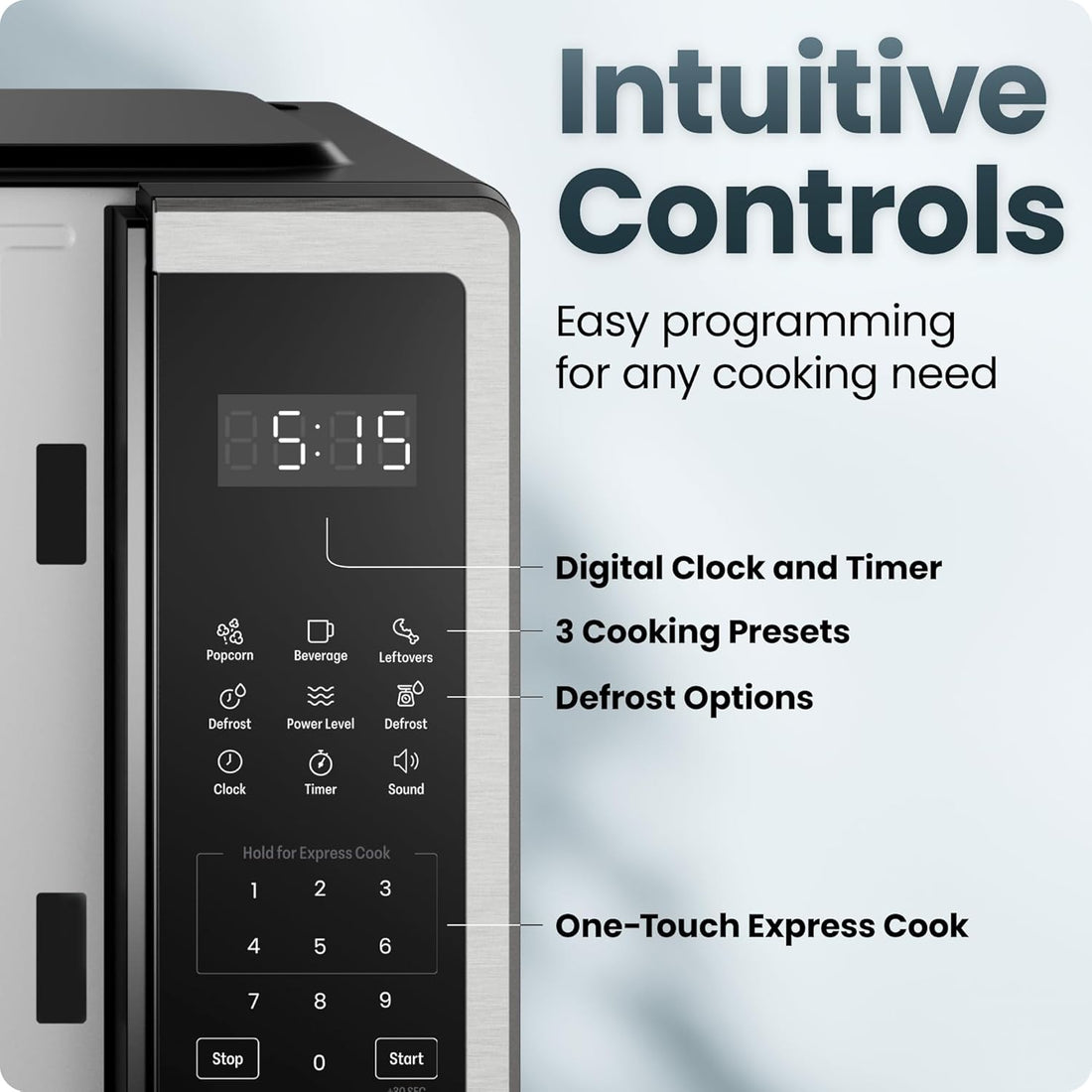 New Compact Microwave Oven with 10 Power Levels & One-Touch Express Cook