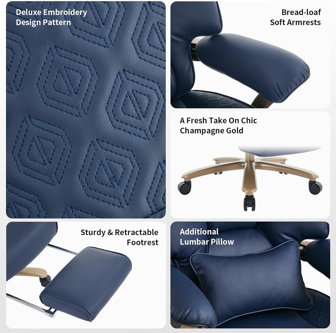 Executive Office Chair with Footrest, 400 lbs Capacity Ergonomic High-Back Desk Gaming Chair