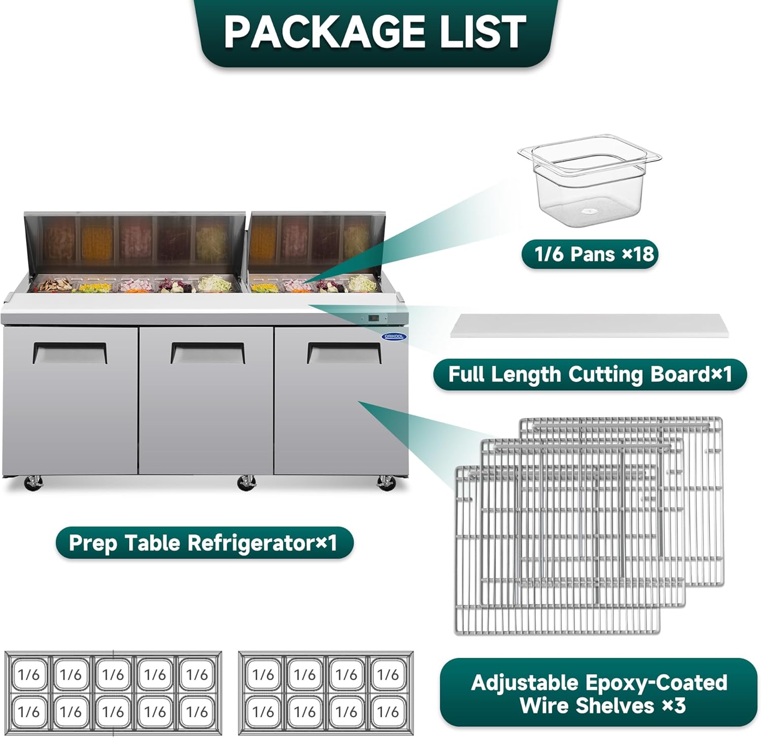 New Commercial Sandwich Pizza Prep Table Refrigerator – Steel Fridge - Digital Temperature Control
