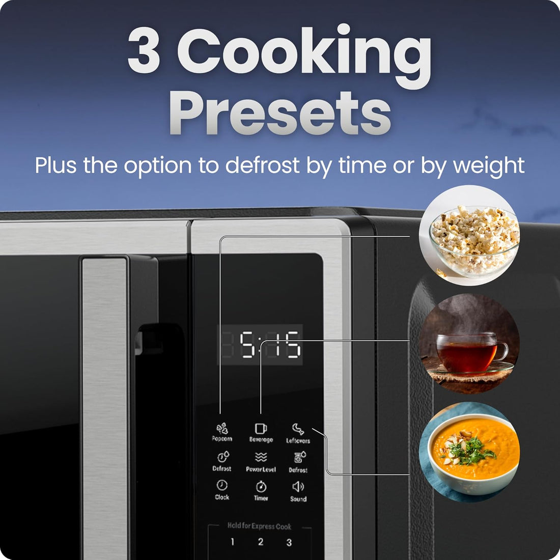 New Compact Microwave Oven with 10 Power Levels & One-Touch Express Cook