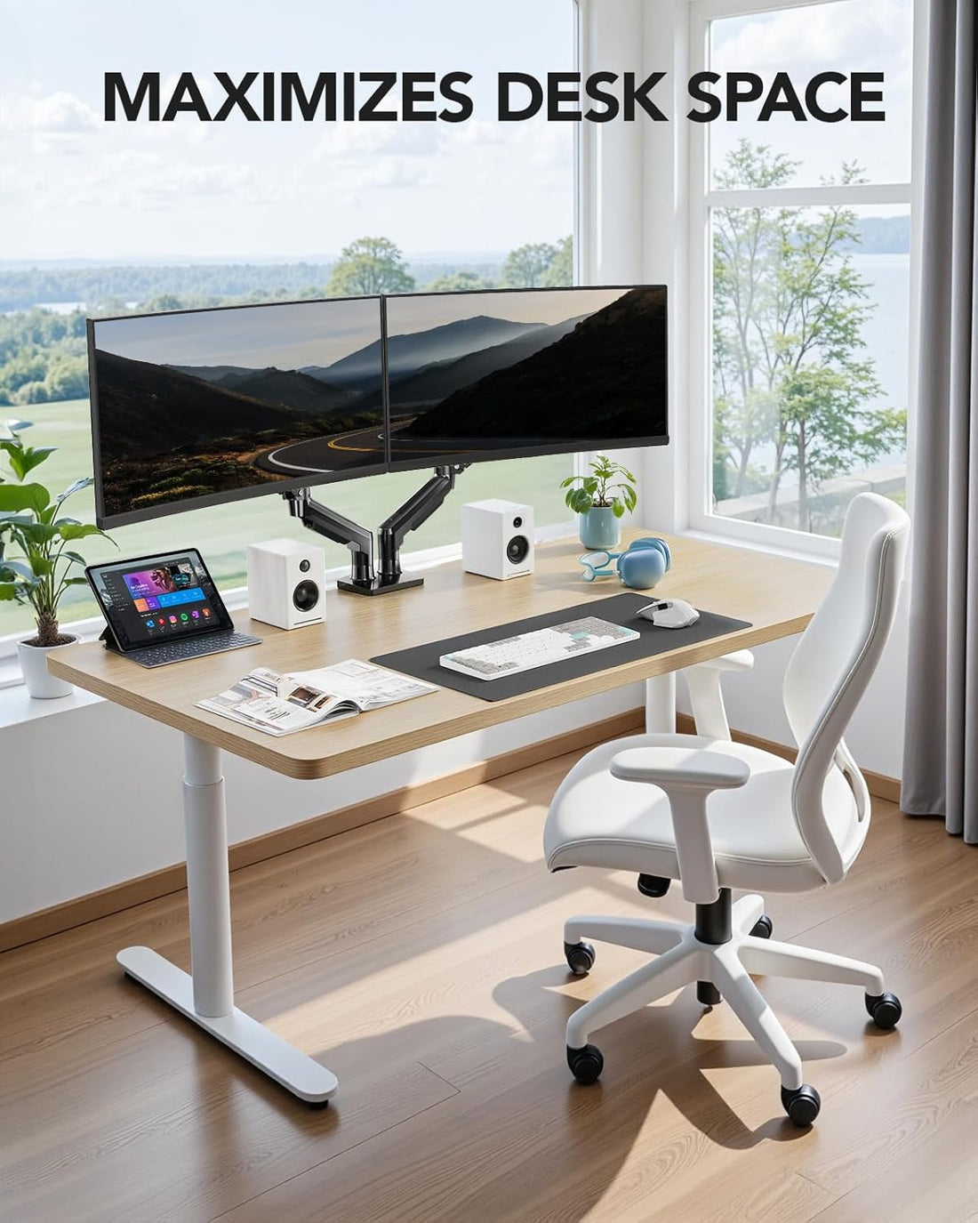 New Dual Monitor Stand – Fully Adjustable Gaming Monitor Desk Mount for PC Screens