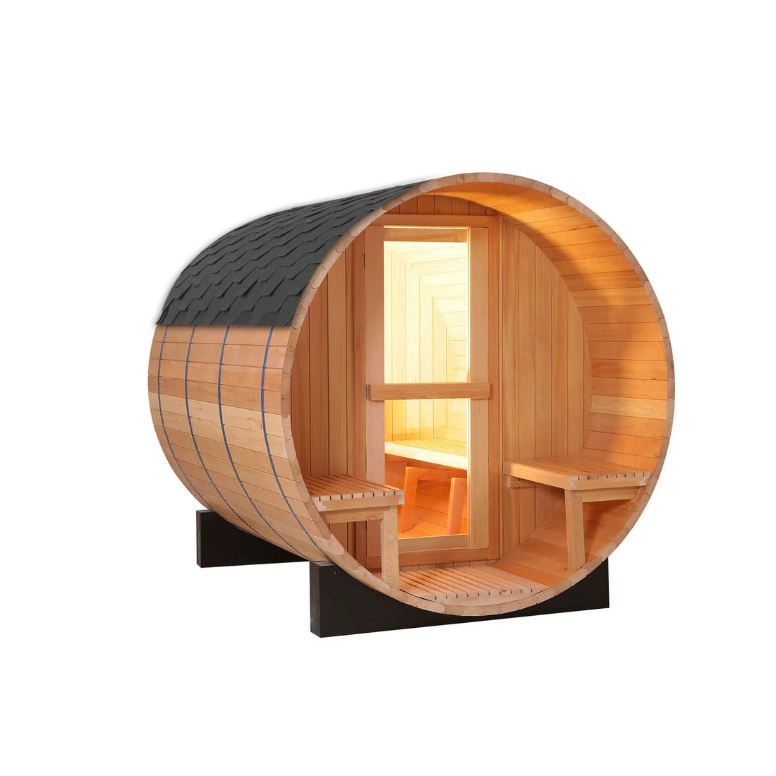 New Oversized 6Ft X 8Ft Red Cedar Barrel Outdoor Sauna 