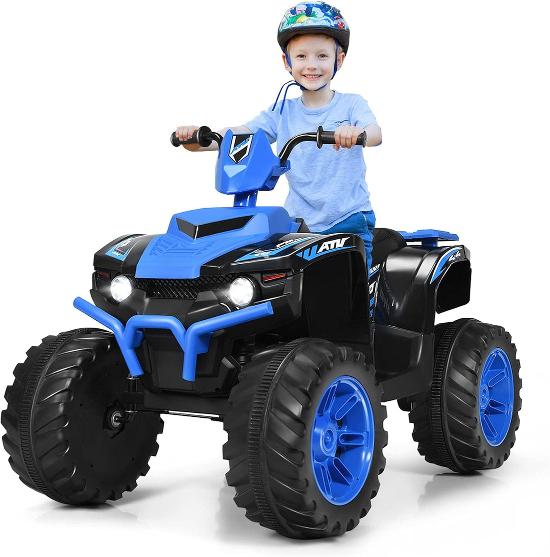 New 2024 Electric Quad Bike, Children Ride on ATV with Bluetooth, Lights, Music, Horn, High/Low Speeds and Slow Start, 12 V Battery Powered Toy Car for 3-7 Years Boys Girls (Black)