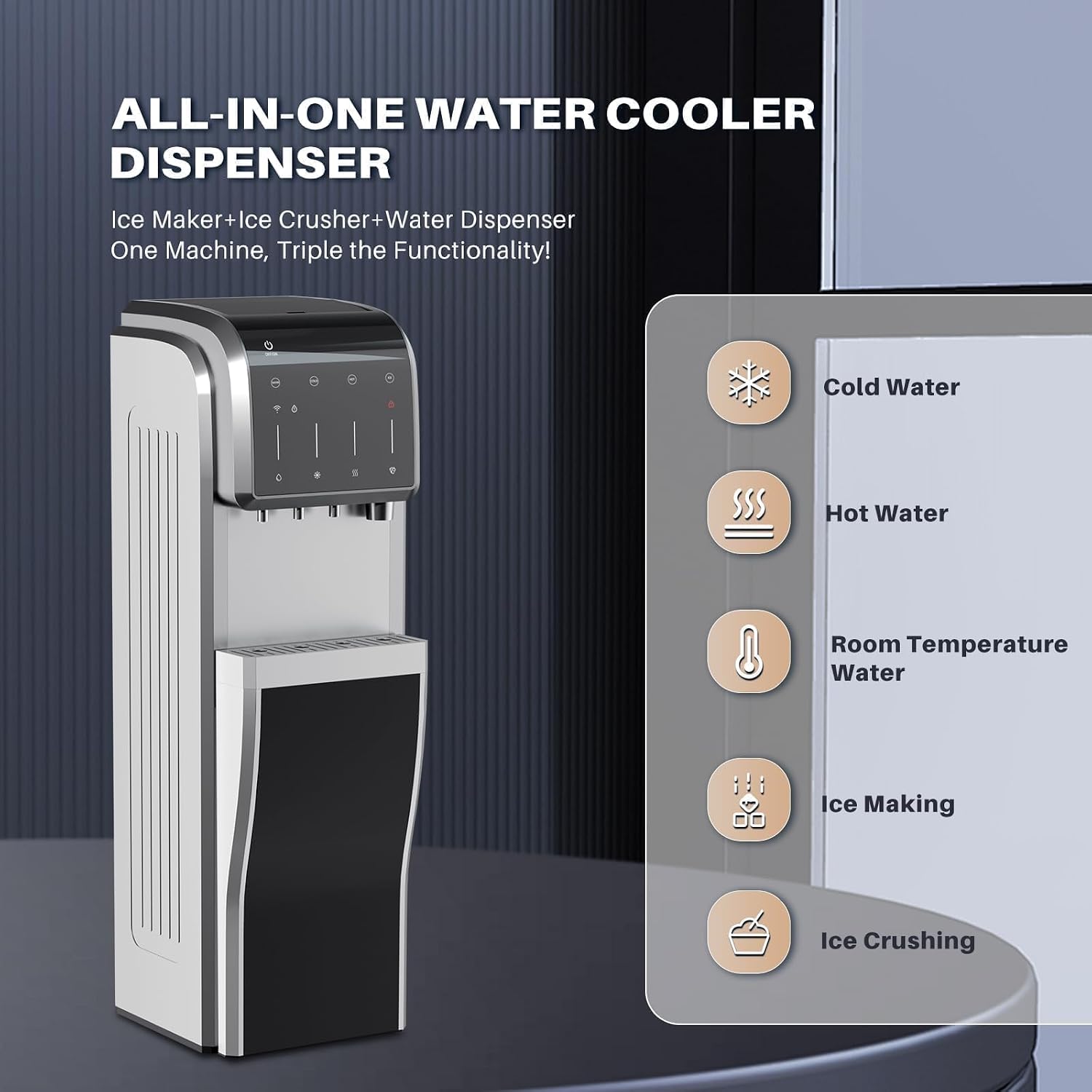 Smart Multipurpose Water Cooler Dispenser with Built-In Ice Maker – Modern Water Dispenser