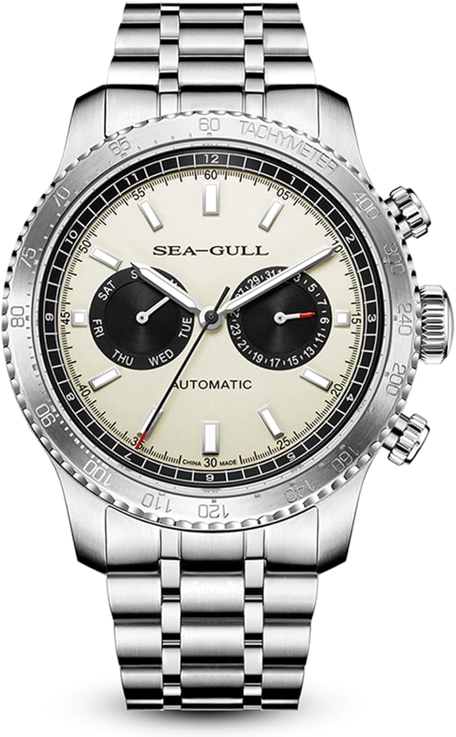 Mens Dual Calendar Automatic Wristwatch