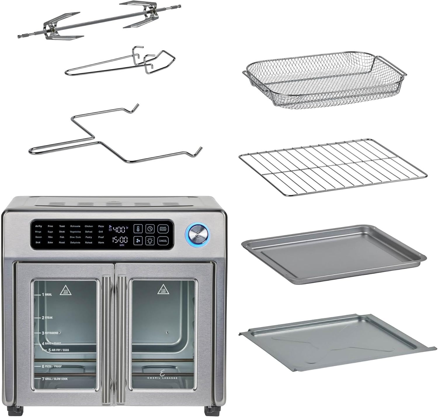 New Digital French Door Air Fryer Toaster Oven Combo, 24-in-1 Multi-Function Oven