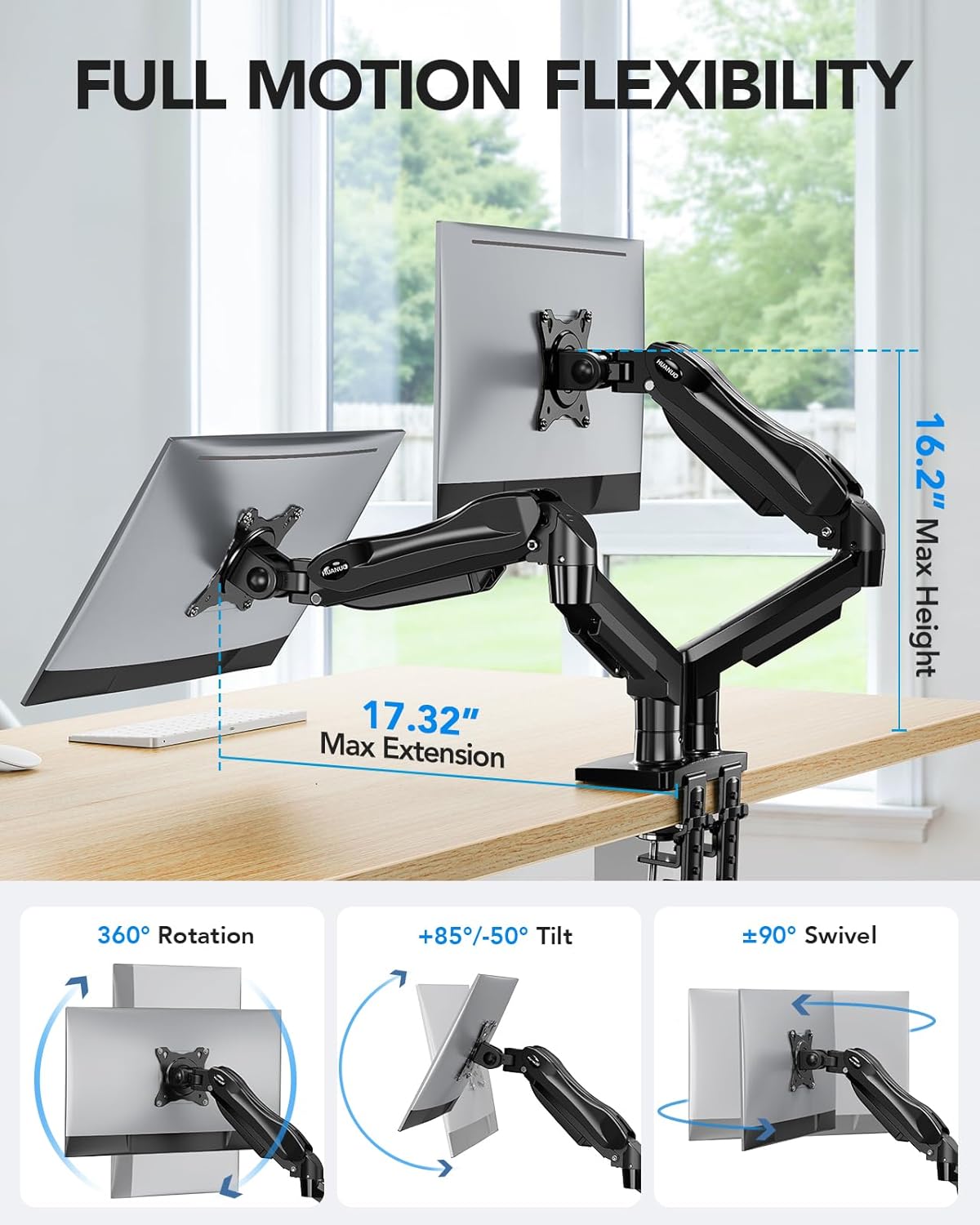 New Dual Monitor Stand – Fully Adjustable Gaming Monitor Desk Mount for PC Screens